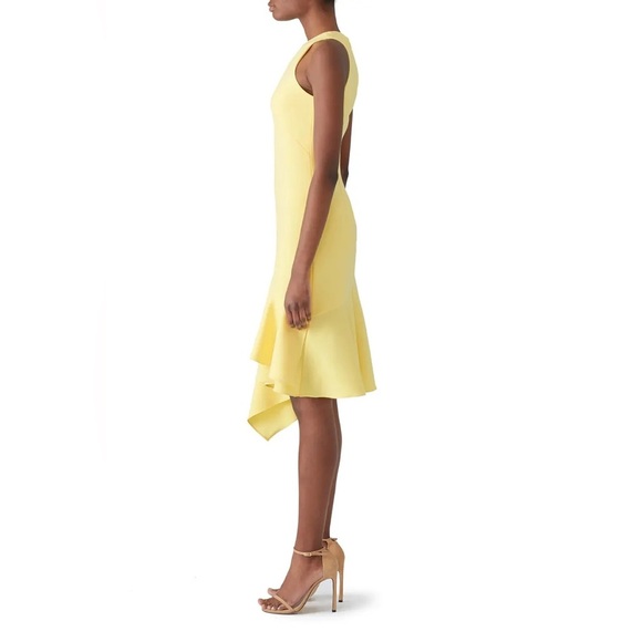 THEIA lemon ruffle yellow asymmetric midi dress 22768 - Picture 4 of 16